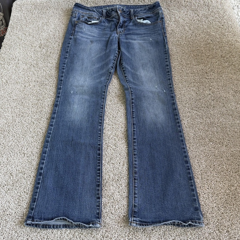 American Eagle Outfitters Bootcut Jeans Womens 12 Med Wash Blue Stretch Denim